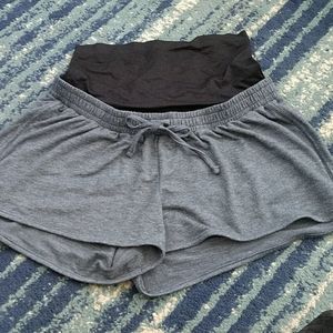 Grey cotton maternity shorts